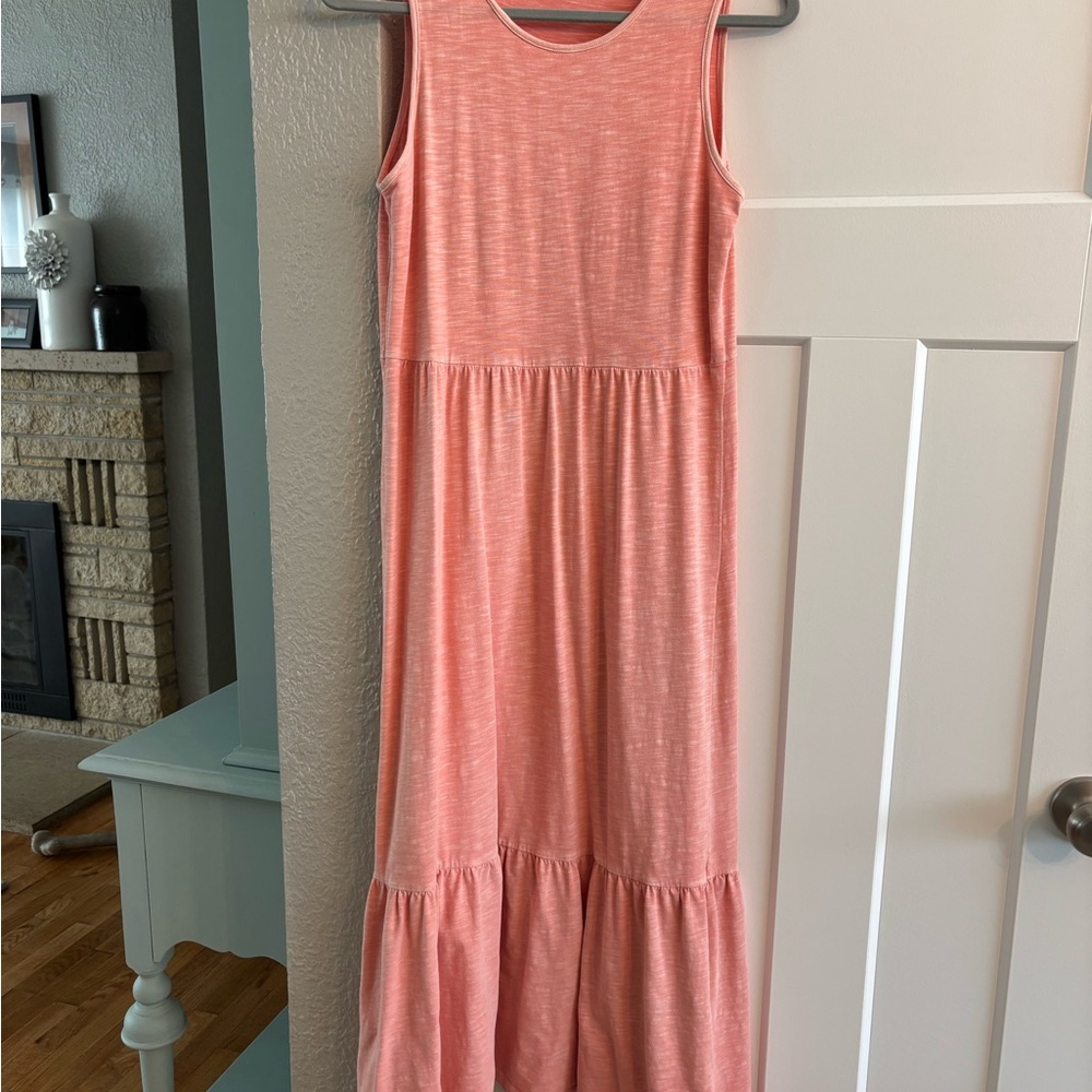 Old Navy Coral Sleeveless Tiered Midi Dress
